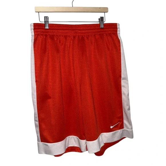 Men's Nike Orange and White Athletic Shorts Size Large - Picture 1 of 3
